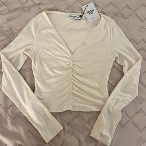 NWT Long Sleeve Crean V Neck Top